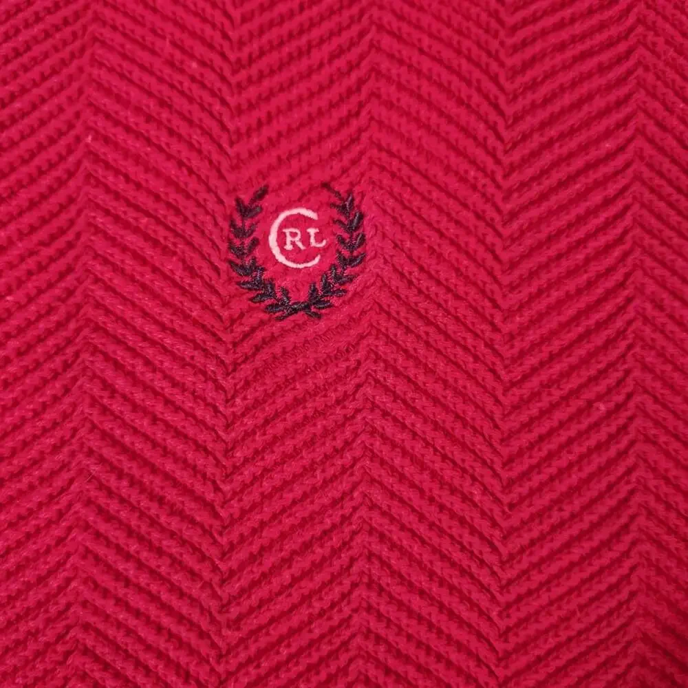 Chaps Ralph Lauren Sweater Size M Red Herringbone Hand Framed Vintage